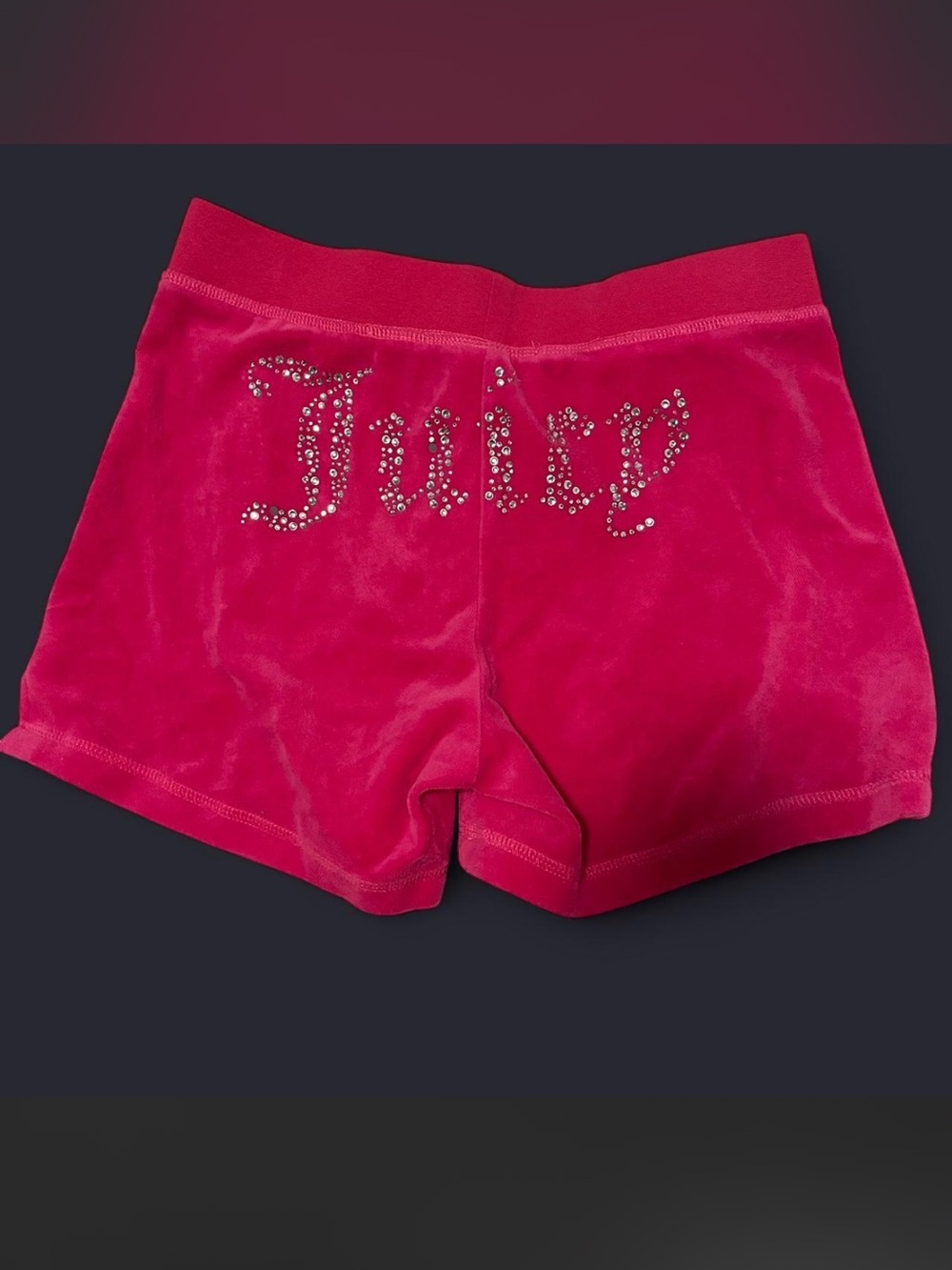 Juicy Couture Hot Pink Velour Shorts with Rhinestone Logo
